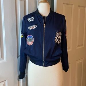 Casting LA Patched Zip Up Jacket Navy Blue Size Small in Like New Condition